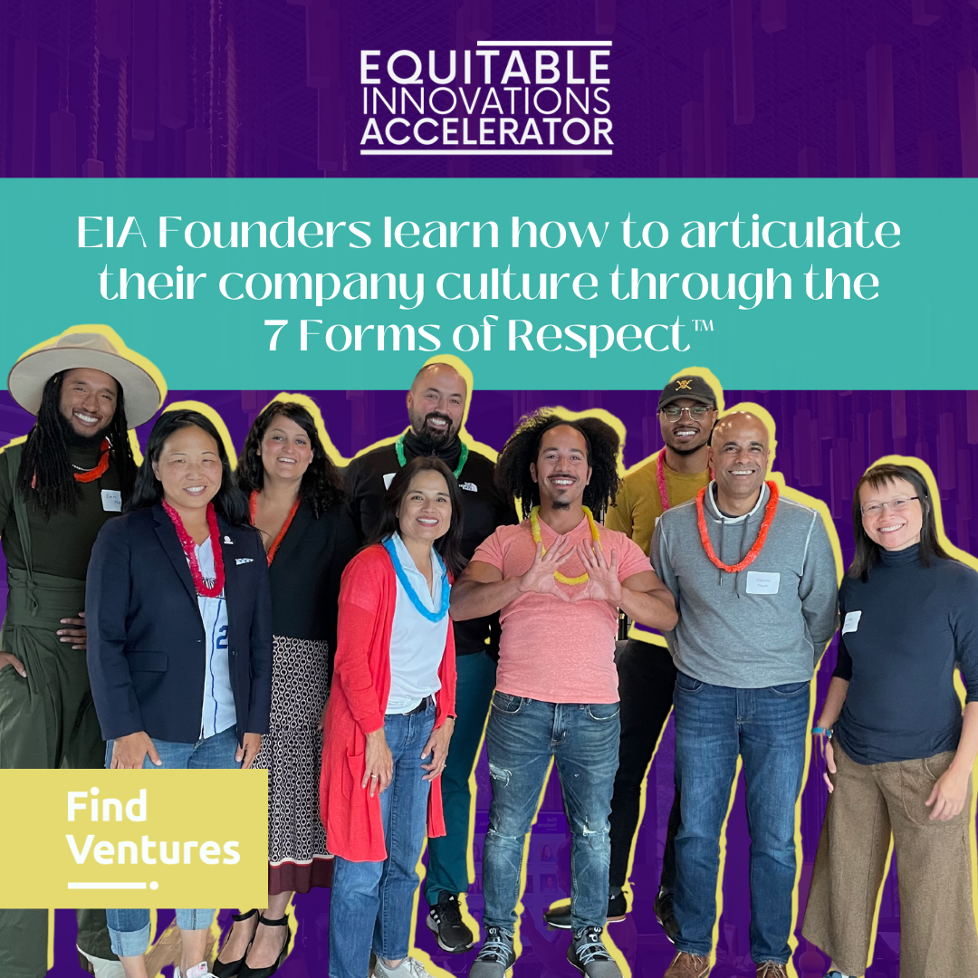 Equitable Innovations Accelerator founders learn how to articulate their company culture through the 7 Forms of Respect™